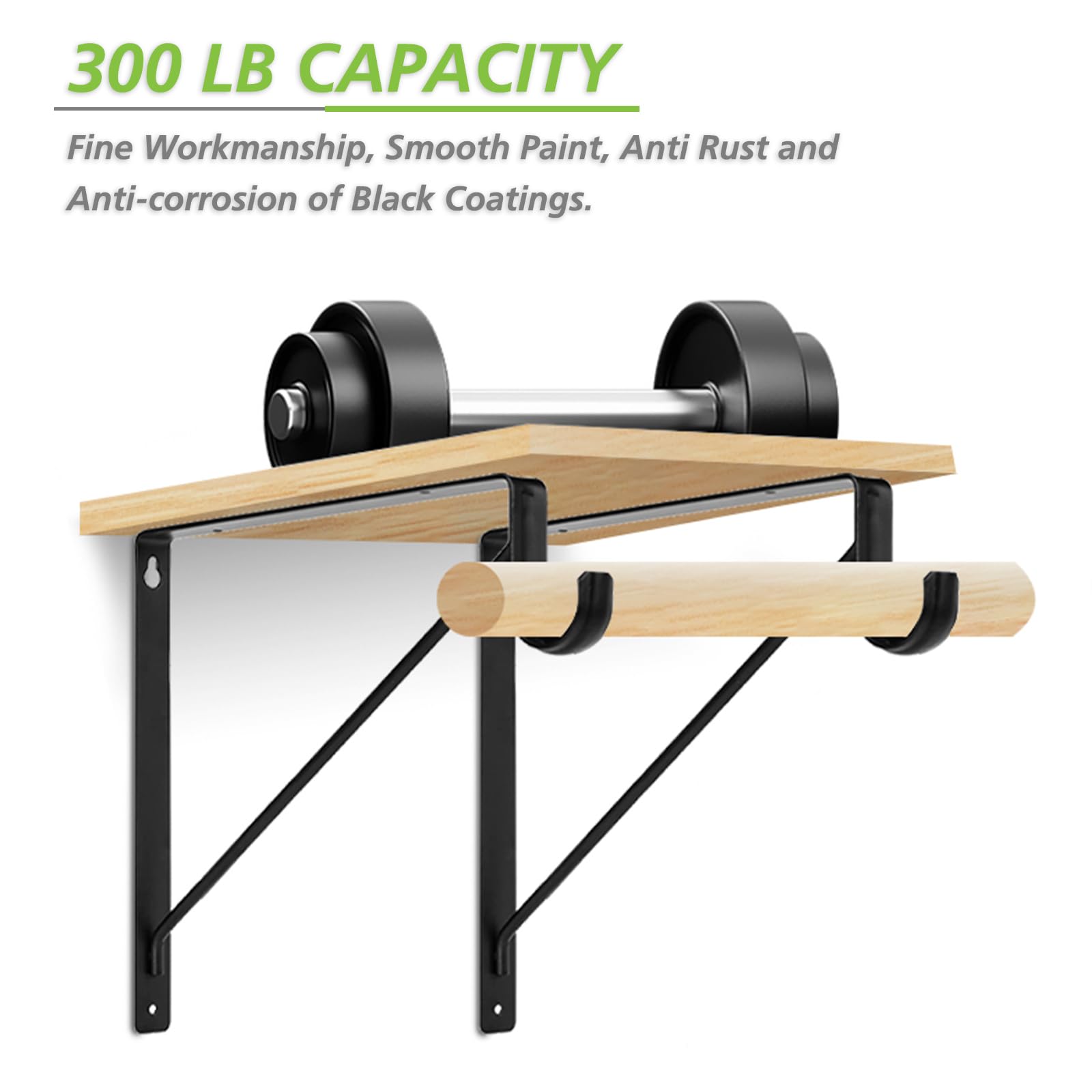 Heavy Duty Closet Rod Brackets - Set Of 4 Adjustable Shelf Supports