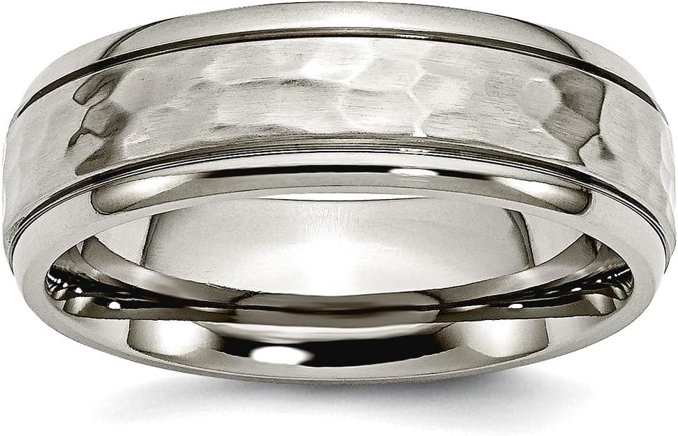 JewelryWeb Titanium Hammered and Polished Band Ring-Ring for Women and Men in Variety of Sizes