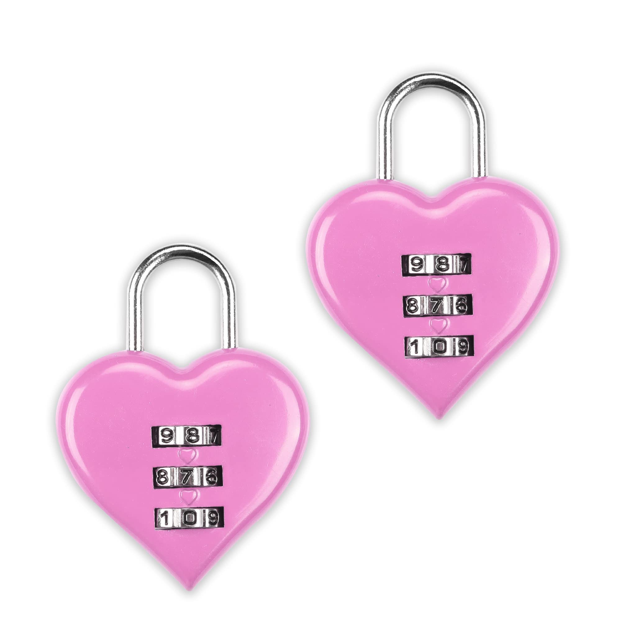 YAODHAOD Combination Lock, Heart Shape 3 Digital Password Padlock, Mini Outdoor Combo Gate Lock for School Gym Locker, Fence Gate, Toolbox, Employee Hasp Locker – 2 Pack(Pink)