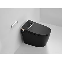 Black Smart Bidet Toilet, One-Piece Elongated Toilet, Heated Seat