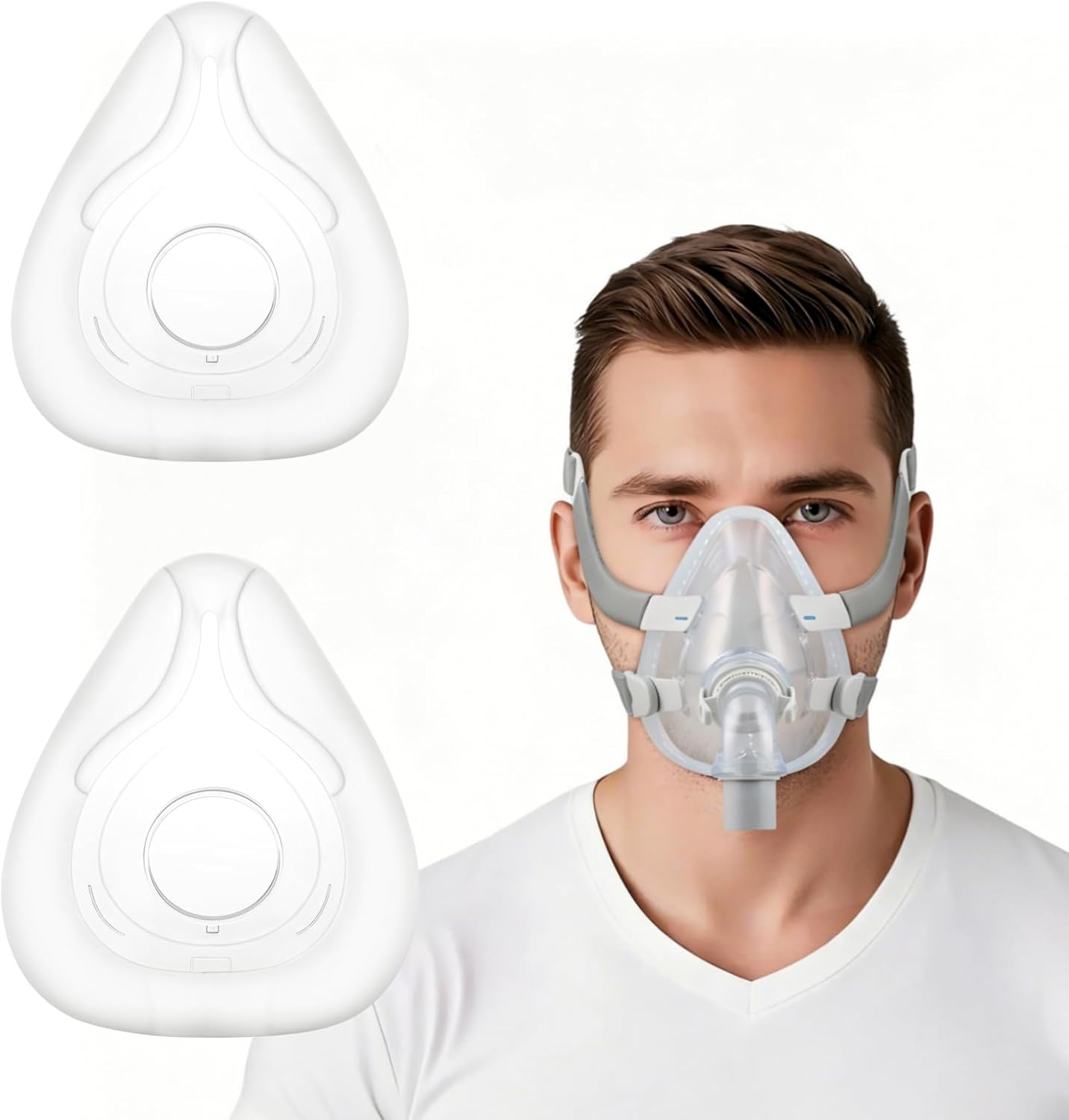 Replacement Cushion for AirFit F20 (2 Pack) -Full Face CPAP Mask Cushion-Compatible with Original F20 Frame, Nose and Mouth Coverage, Reliable Seal & Snug Fit (M)