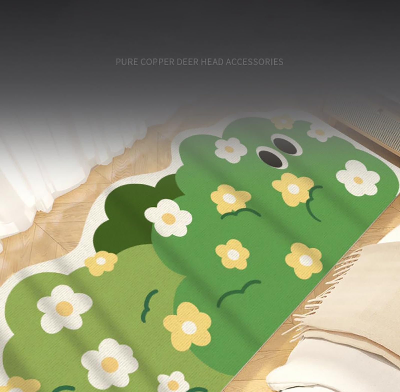 Cute Green Floral Large Bathroom Rugs Bath Mat, Grass Green Rug Ultra-Soft Plush,Modern Chic Boho Aesthetic Trendy Funky Microfiber Shaggy Tufted Moss Rugs for Bedroom Dorm Nursery Bathroom (Color