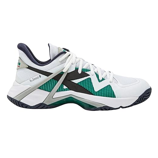 Diadora Men's B.Icon 2 Clay Tennis Shoe (White/Black/Blue Corsair, 10)