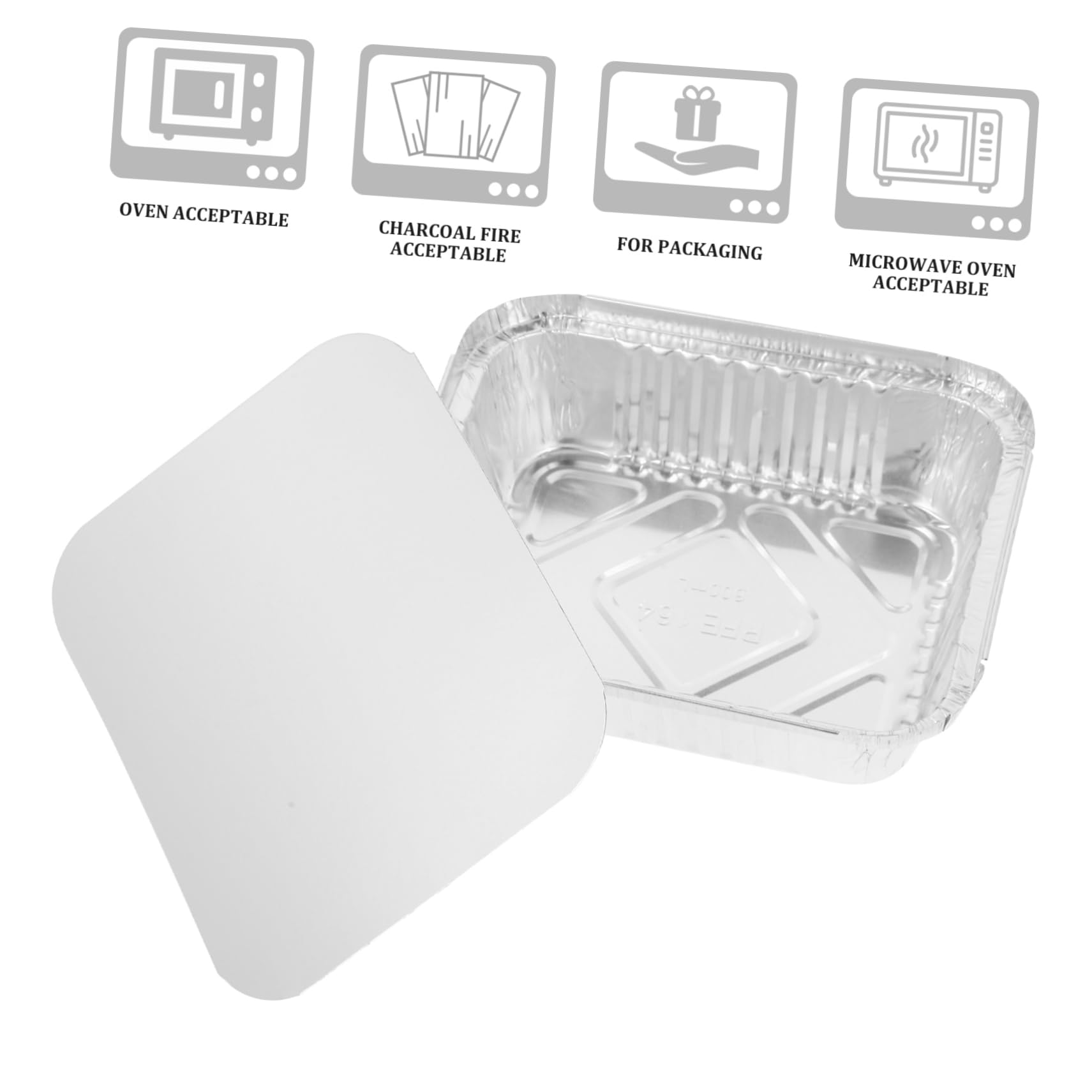 PRETYZOOM Lot de 50 Barquettes en Aluminium 600ml, Argenté, Résistantes aux Hautes Températures, Multifonctionnelles, pour Barbecue et Cuisson