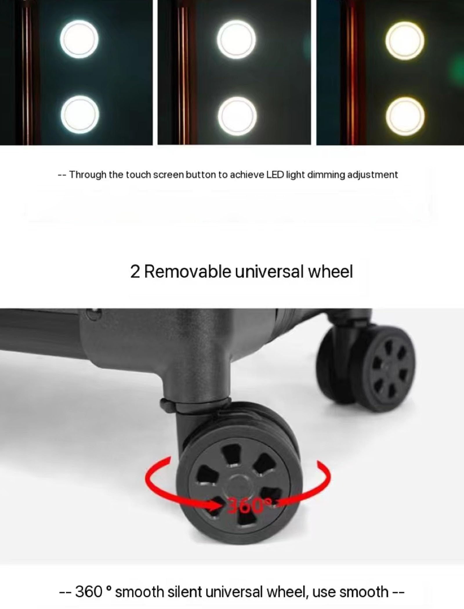 Przenośna ręczna kosmetyczka z lekkim, teleskopowym statywem, uniwersalnymi kółkami 360° Aluminiowa kosmetyczka (A 22INCH)