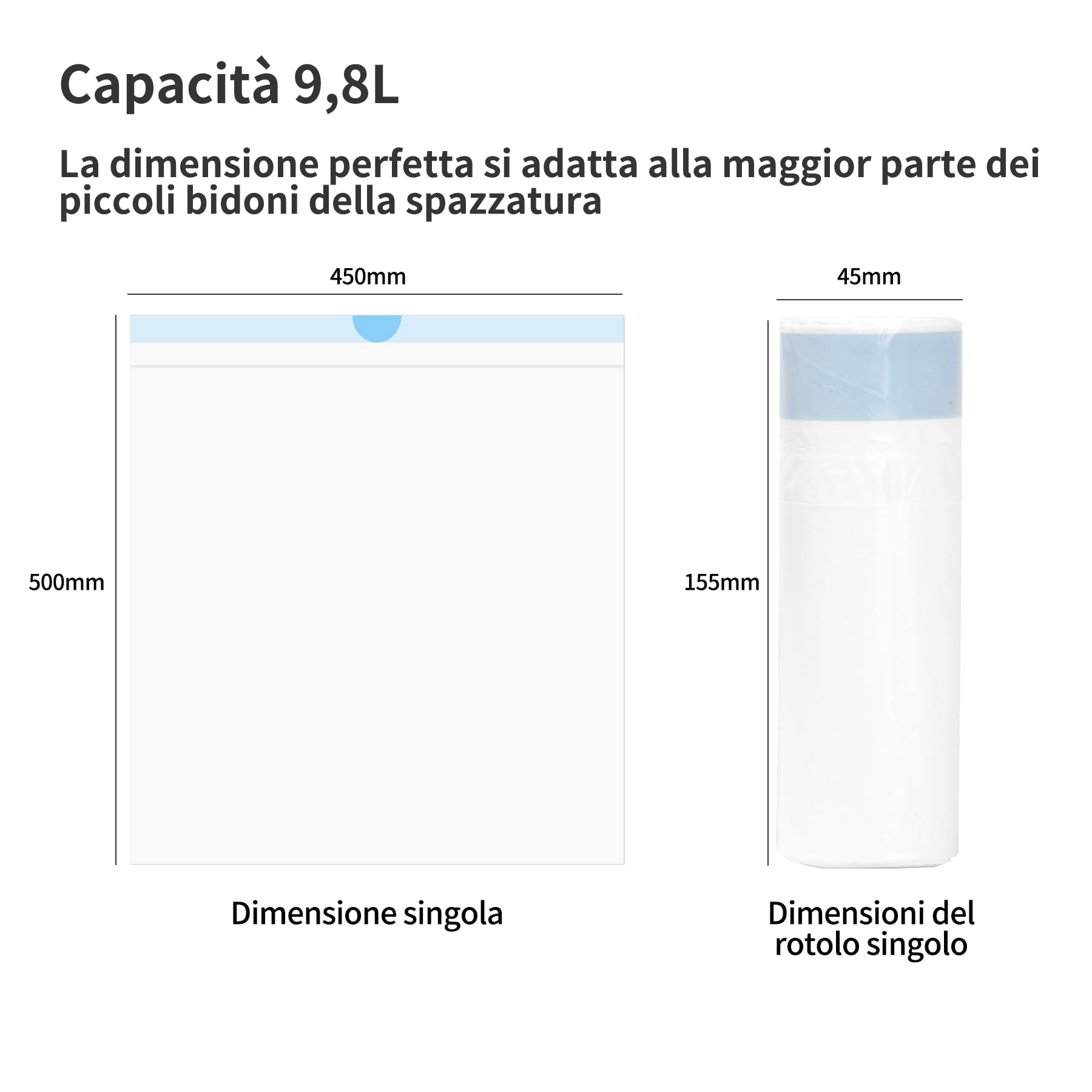 DOEL Sacchetti per lettiere automatiche, rivestimenti per lettiere per gatti, sacchetti per rifiuti sostituiti, adatti per rifiuti umidi, 4 rotoli*15 pezzi, 45 * 50cm