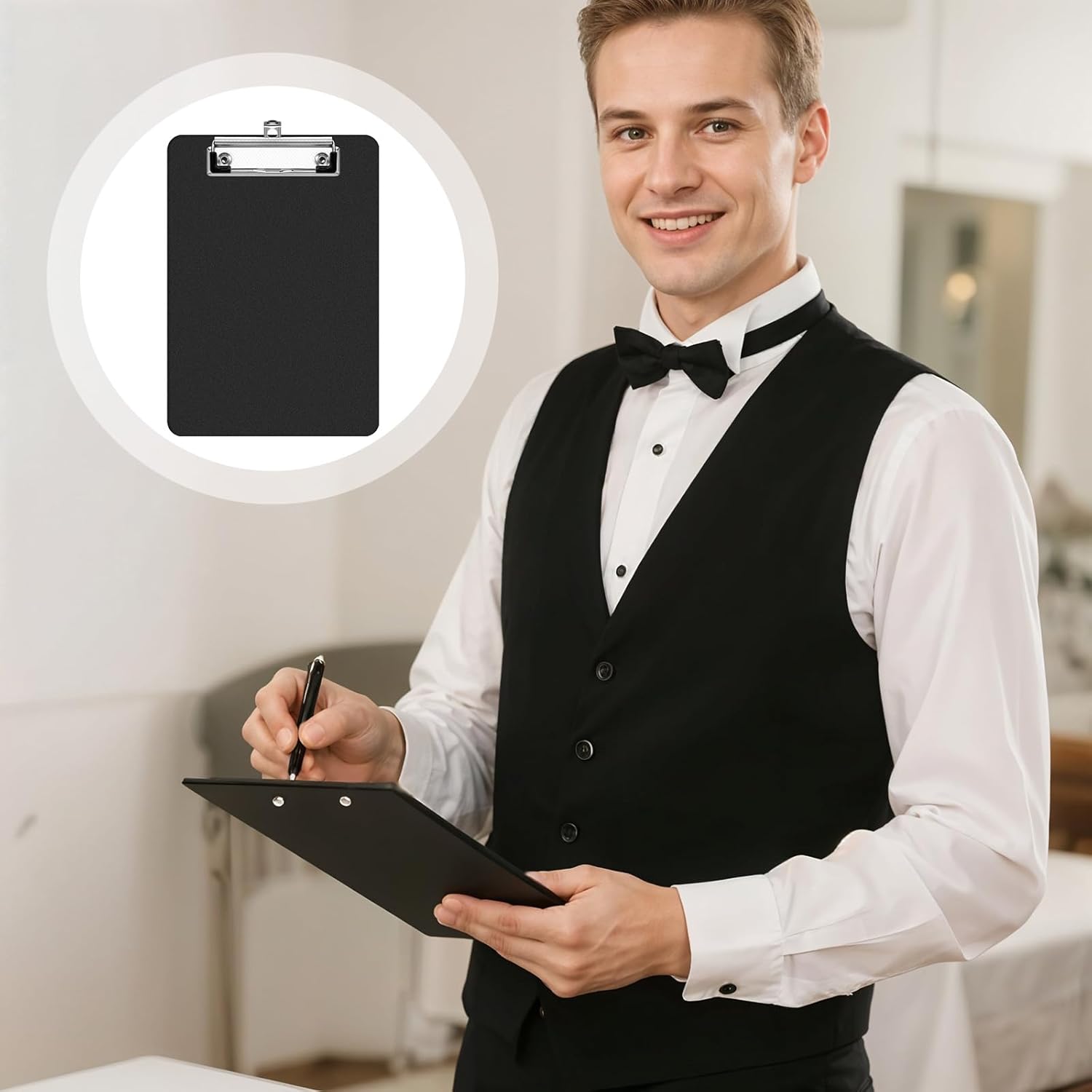 Giantree 20 Pack Small Clipboards 6 x 9 Inch, A5 Memo Mini Clipboards with Pen Holder, Plastic Check Presenters for School Office Restaurant Cafe Hotel Cafe Shopping List