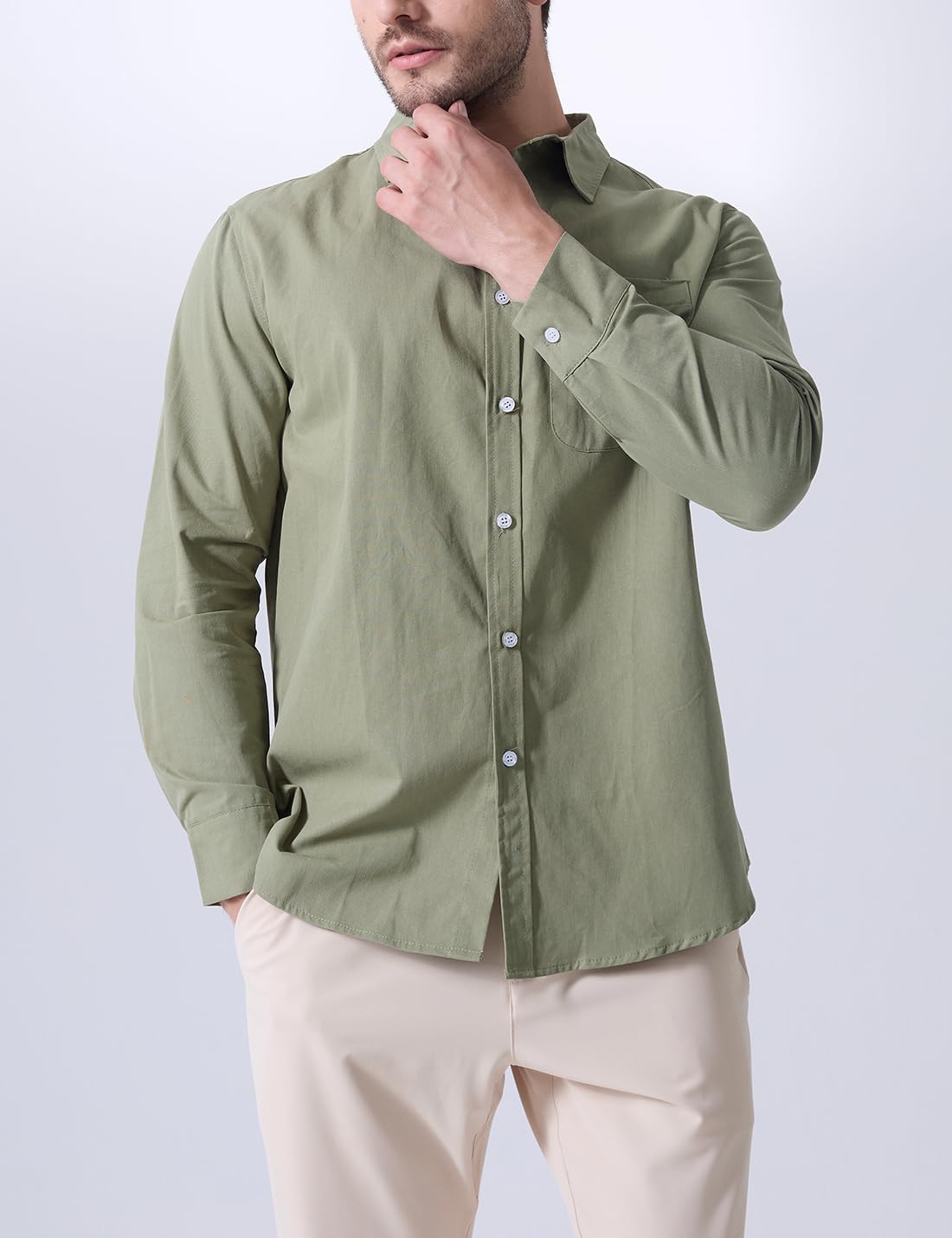 Mens Denim Shirt Long Sleeve Button Down Shacket Work Western Shirts Regular Fit Cowboy Casual Blouse - Image 2