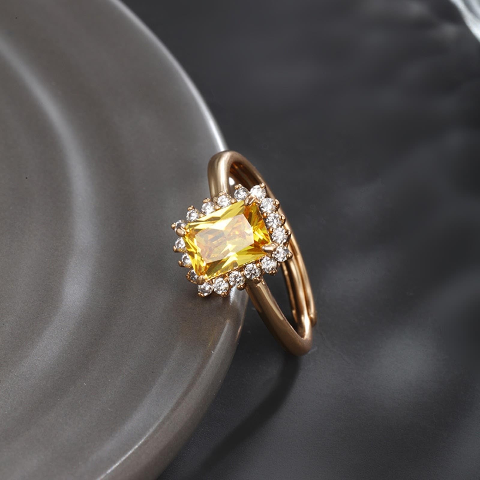 Bague solitaire en or blanc véritable 9 K/14 K/18 K - Bague de fiançailles ouverte