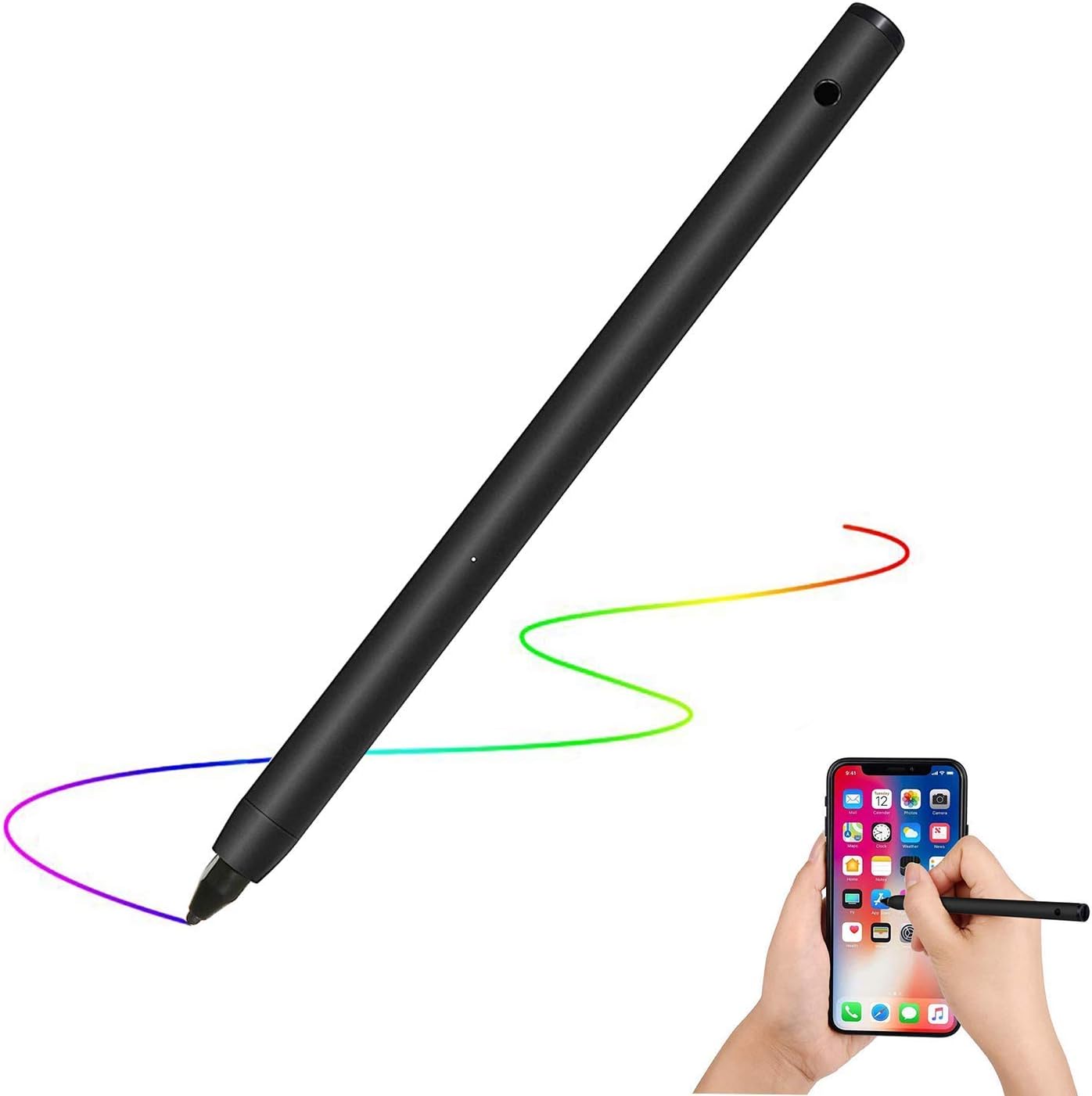 Rechargeable Active Stylus Digital Pen, 1.5mm Fine Point with for Accurate Writing/Drawing on iPhone/iPad/Samsung/Surface/Android Touchscreen, Smartphones, Tablets, Notebooks