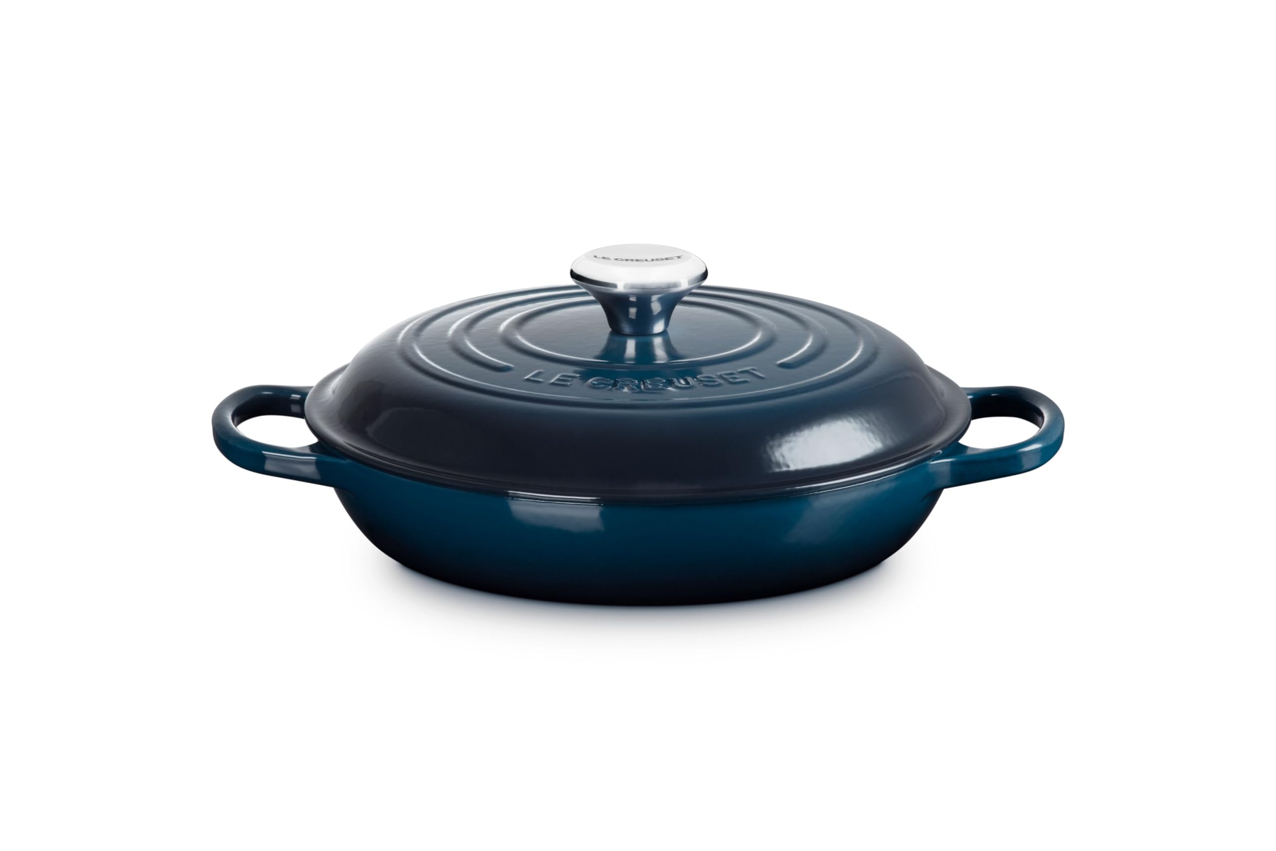 Le Creuset Signature Flache Auflaufform aus emailliertem Gusseisen mit Deckel, 26 cm, 2 Liter, Nuit