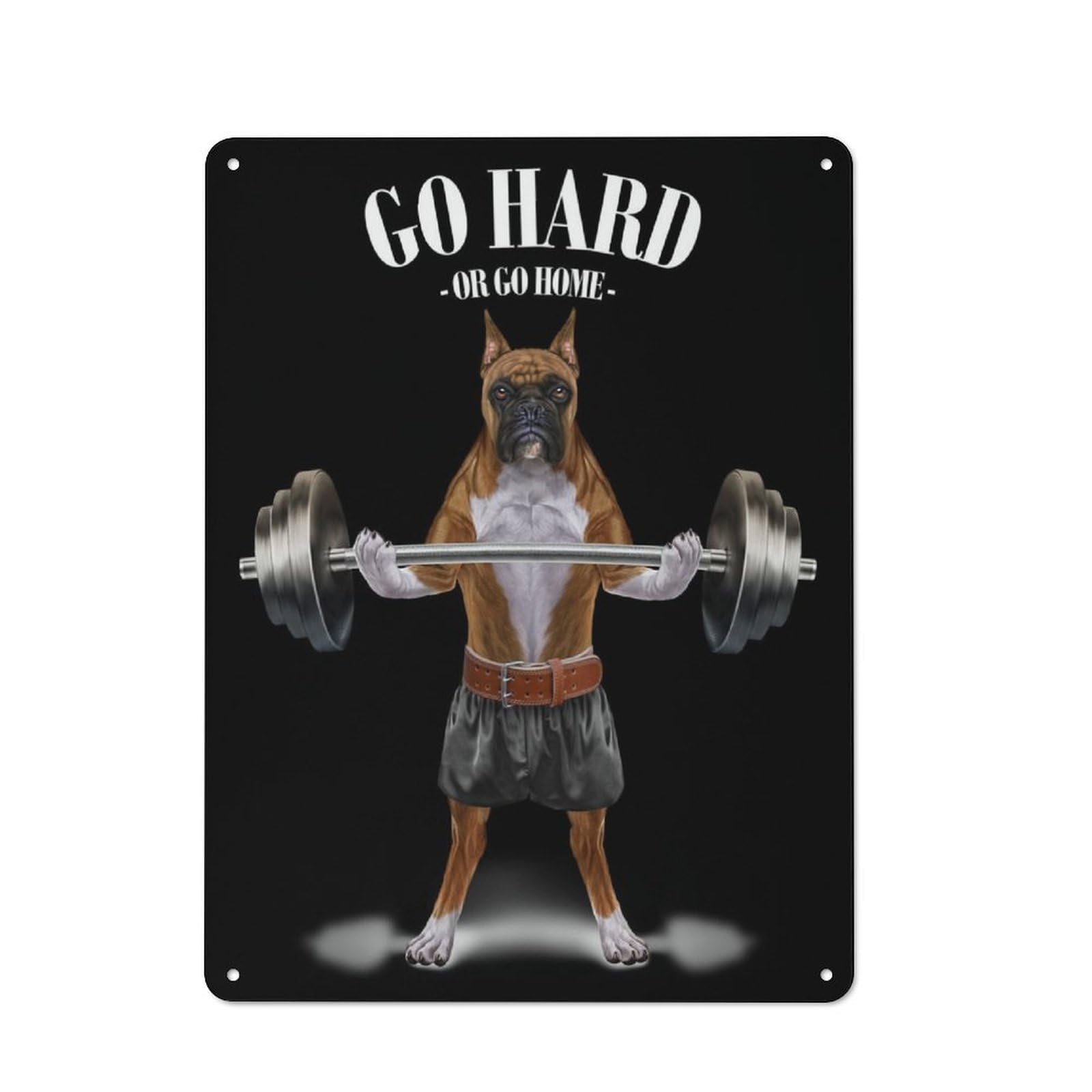 Junmoney Boxer Dog Weightlifting Retro Tin Wall Plaque 40X30cm For Studio Or Craft Room, Winter Wall Decor For Creative-Space Collectors