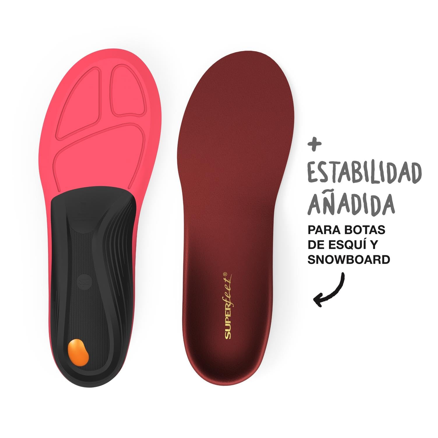 Superfeet Winter Support, Plantillas para Botas de Esquí o, EU 42-44 | Plantillas de Sujeción del Arco para Botas de Esquí o Snowboard, Talonera Profunda & Cubierta Térmica