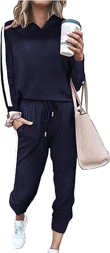 Hotouch Traje deportivo par mujer conjunto de 2 piezas con sudadera con capucha y pantalones de terciopelo traje de jogging