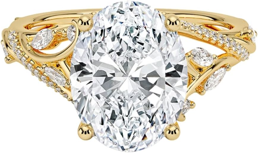 1-5 CT Oval Moissanite Engagement Ring For Women 10K 14K 18K Solid Yellow Gold & 925 Sterling Silver Vine Nature Inspired Moissaite Ring Christmas gift for her women