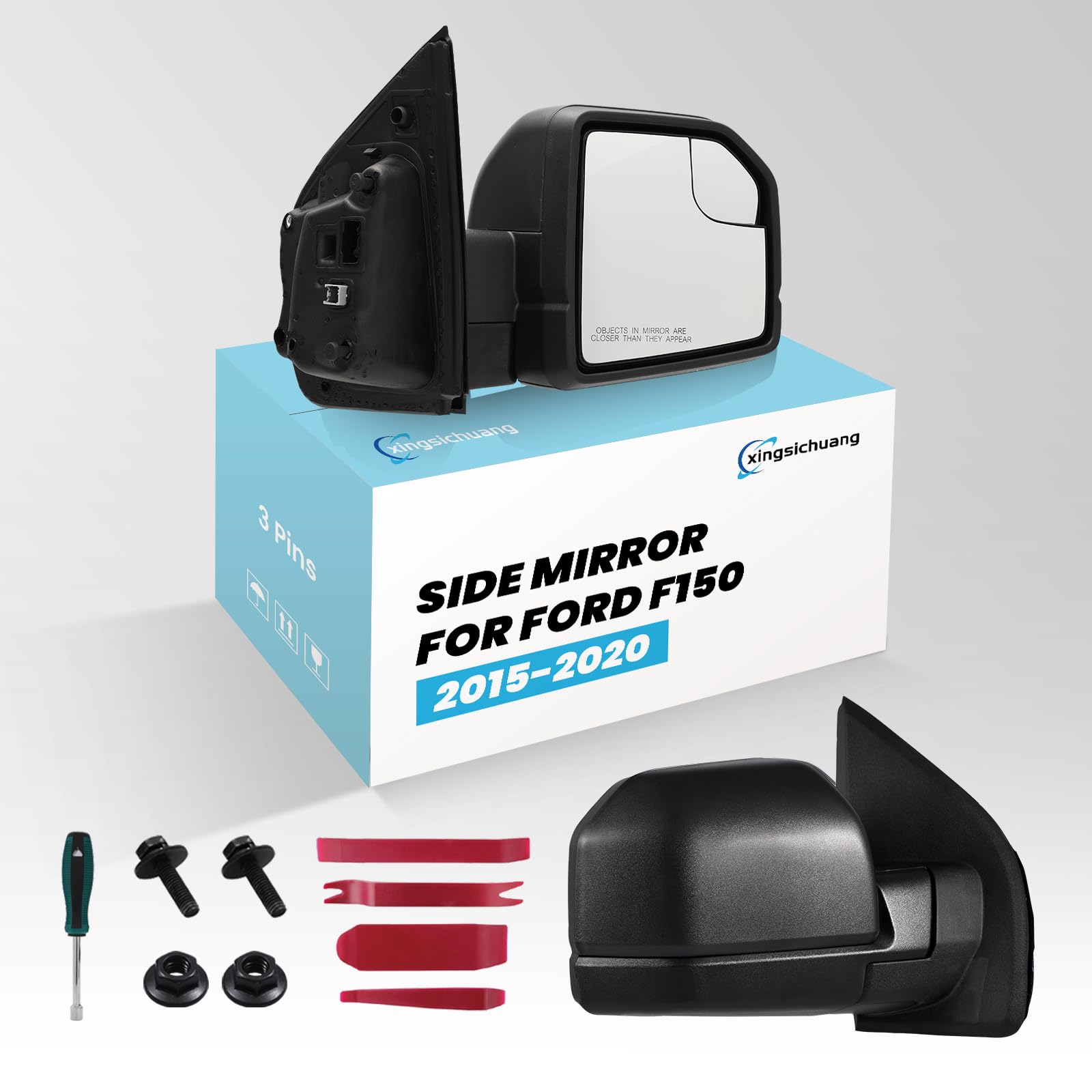 (3 Pins) Right Passenger Side Mirror For 2015-2020 Ford F150