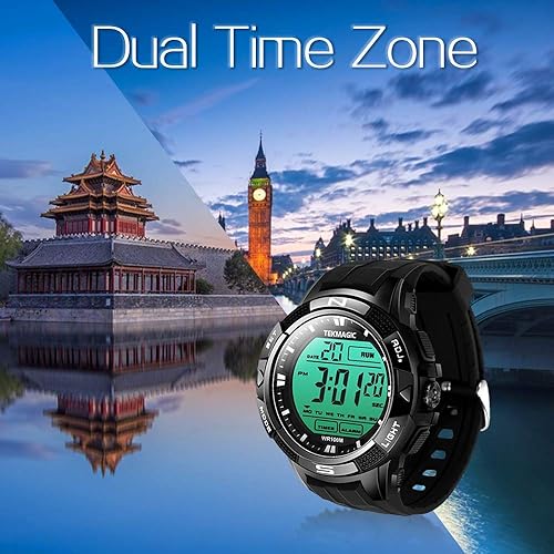Miniatura 4 de TEKMAGIC 10 ATM Digital sumergible reloj de buceo 328.1ft resistente al agua Natación deporte reloj luminoso pantalla LCD con función de alarma