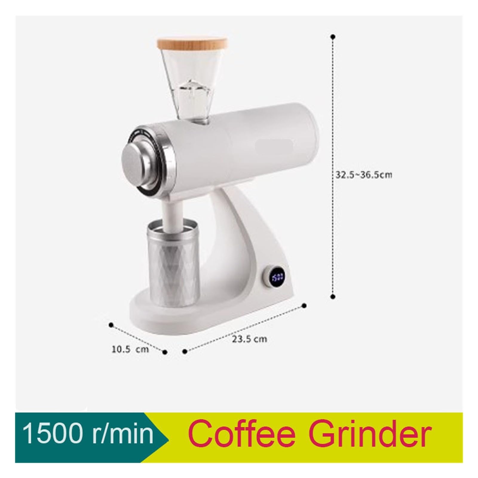 Molinillo de café eléctrico 250 W con cuchillas planas acero inoxidable 60 mm y muelas cónicas Seguridad de uso(Bianco)