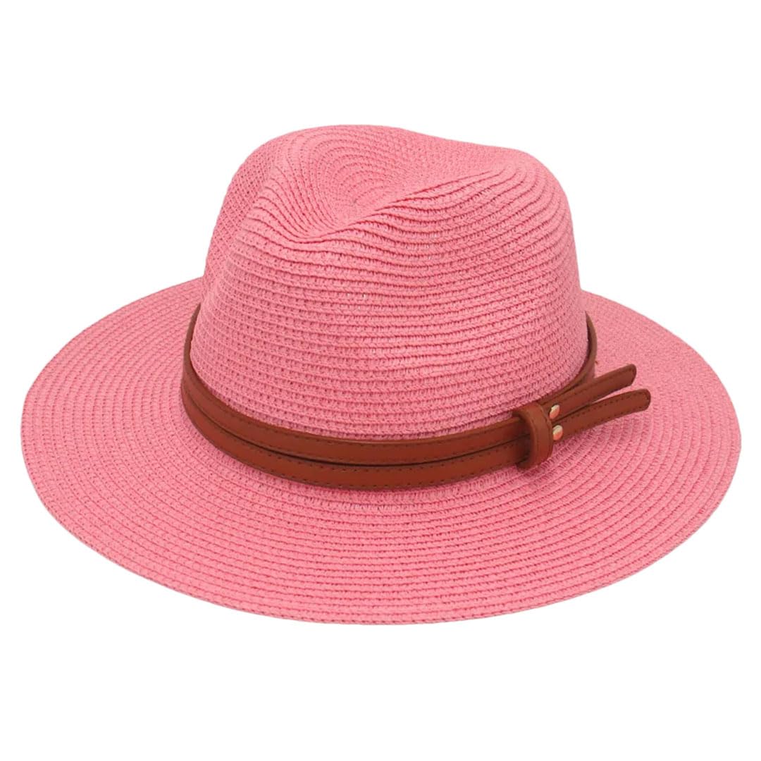 LCUVIMPEX Bucket Hats， Unisex Wide Brim Straw Panama Sun Hat Multicolor(Watermelon Red)