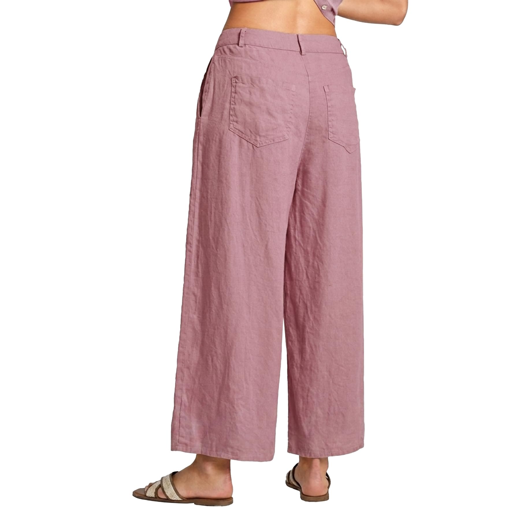Amazhiyu Pantalones de verano para mujer, ligeros, de lino, pantalones anchos de lino, pantalones mediocampo, pantalones largos y aireados, pantalones de trabajo, pantalones de ocio con bolsillos
