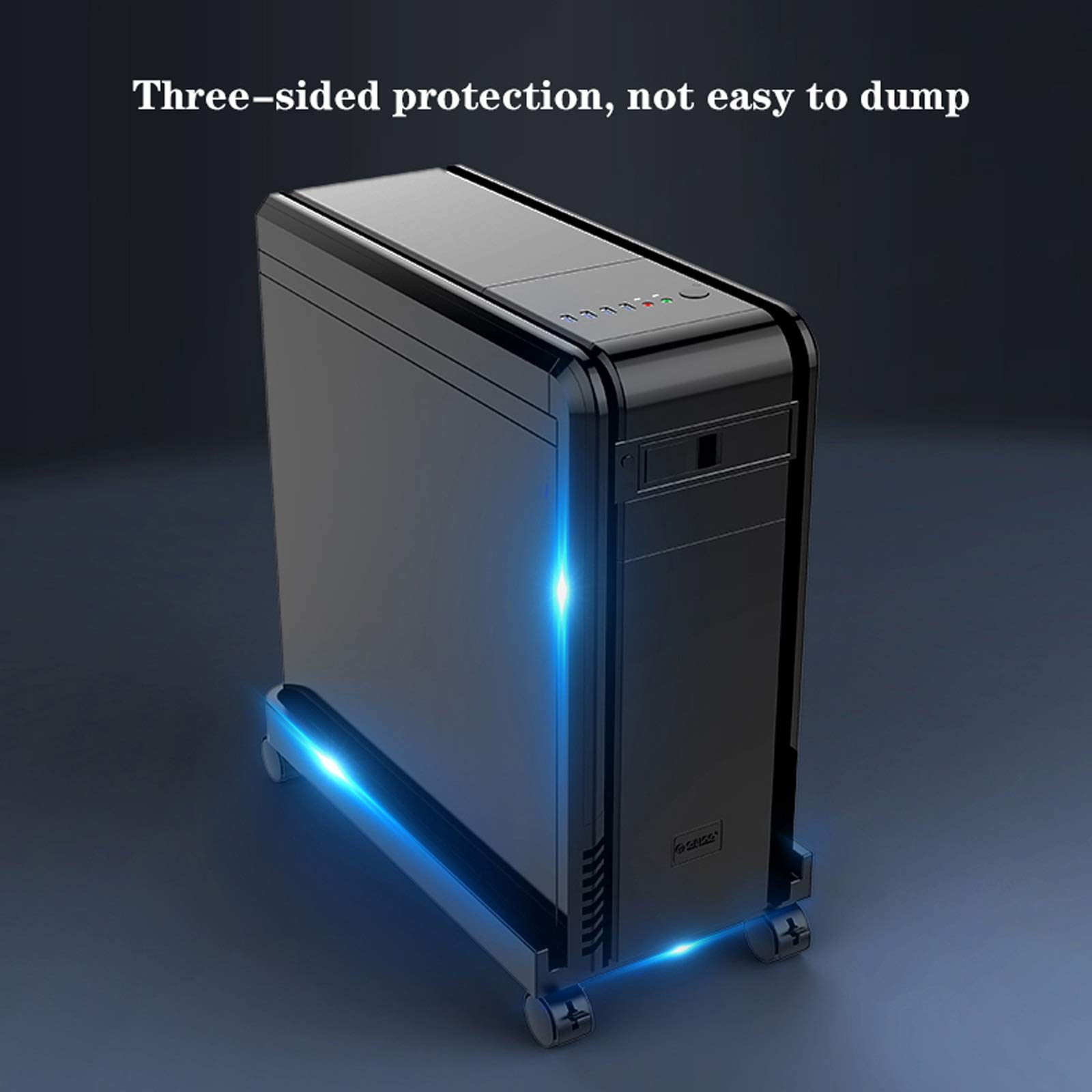Supporto per CPU Simple Desktop Chassis Tower Stand Plastica PC Stand PC Supporto per la CPU Mobile Supporto da pavimento Stand CPU con 4 ruote e 3 fianchi laterale per ufficio casa Supporto per PC