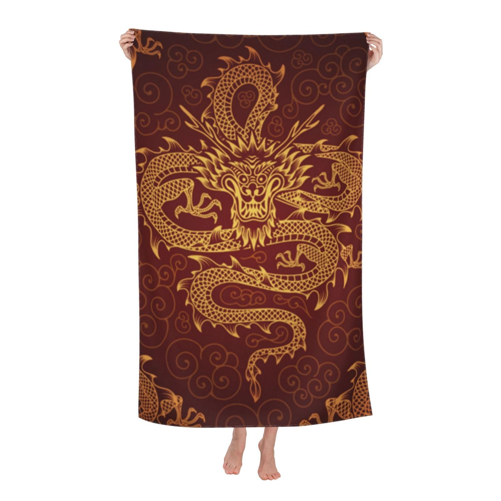 LSRCPD Beach Towel Chinese Lucky Dragon Microfiber Beach Towels Blanket Oversized Tropical Big Extra Large XL Pool Towels Quick Dry Sandproof for Women Girls Kids
