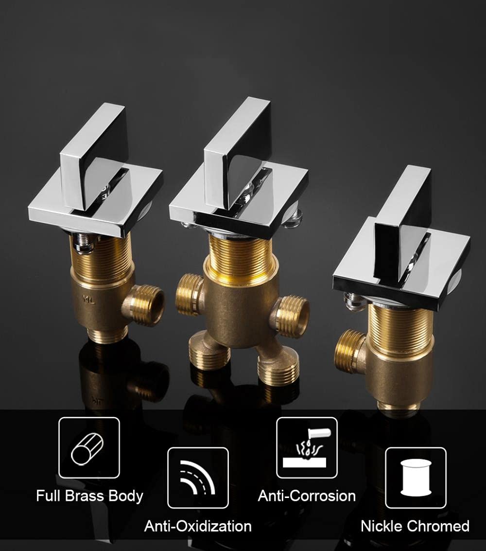 Rubinetto per vasca idromassaggio a cascata in ottone cromato 3 pezzi Set tre maniglie Rubinetto per acqua calda e fredda Vasca da bagno a 2 vie Miscelatore Miscelatore Rubinetto per bagno