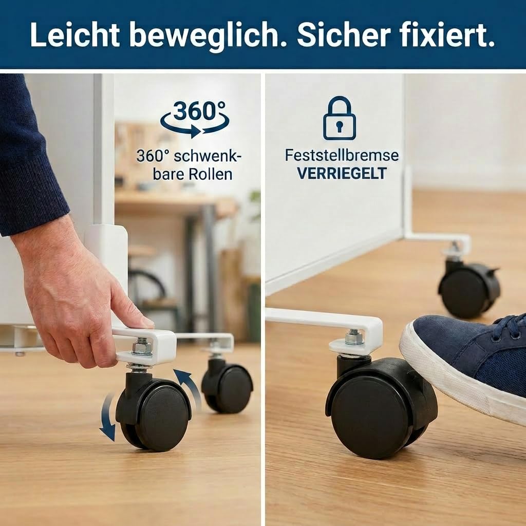 Infrarotheizung Standgerät 1000W mit Rollen, Bis 120°C in 1-3 Min, Bis 40% Energie Sparen, Mobil & Flexibel, Flüsterleise, V0-Schutz & Überhitzungsschutz, Für 10-25㎡
