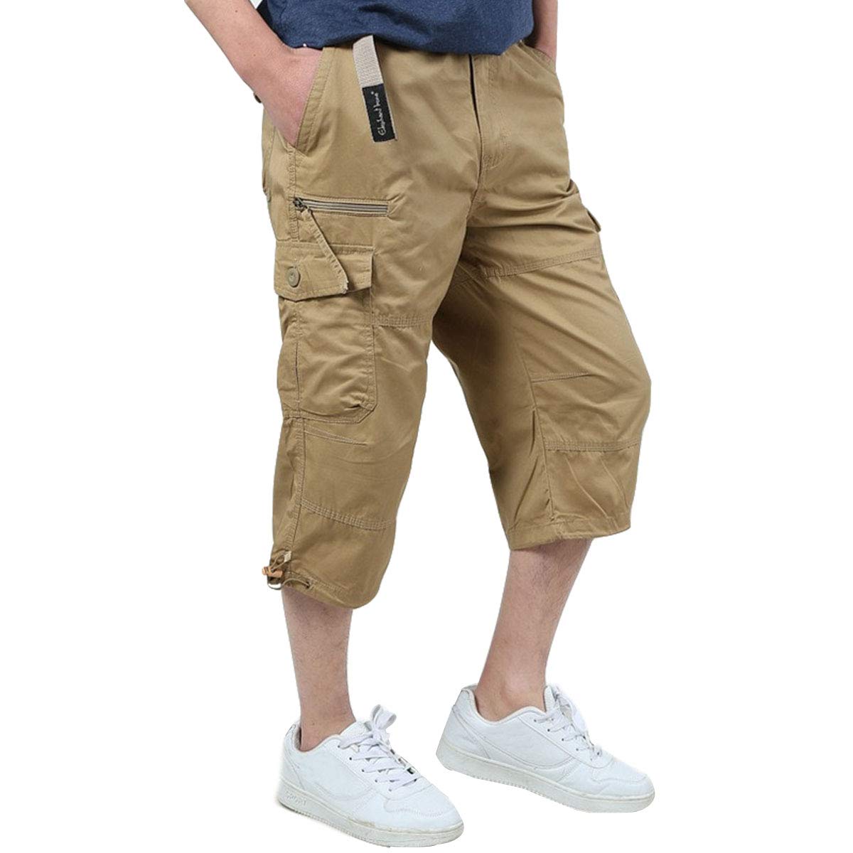 Allthemen Pantaloni Cargo Estivi 3/4 da Uomo Pants da Lavoro Casual in Cotone con Multitasche Pantaloncini per Il Tempo Libero Sport