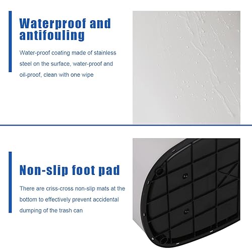 Miniatura 5 de Cubo de basura para cocina, oficina, baño, dormitorio, papelera con tapa, sensor automático, sin tacto, acero inoxidable, 13 galones, 50 L, color