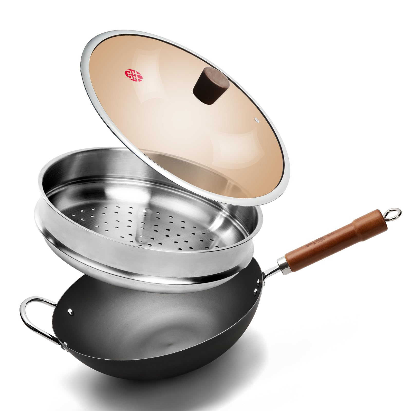 WANGYUANJIStainless Steel Steamer Set, Suitable for a 12.59-inch iron wok