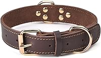 Vista 11 de Collar de perro de cuero genuino, collar de perro ancho resistente para perros pequeños, medianos, grandes y extra grandes
