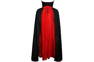 Adult Devil Vampire Costume Cloak Medieval Black Red Reversible Halloween Cosplay Cape