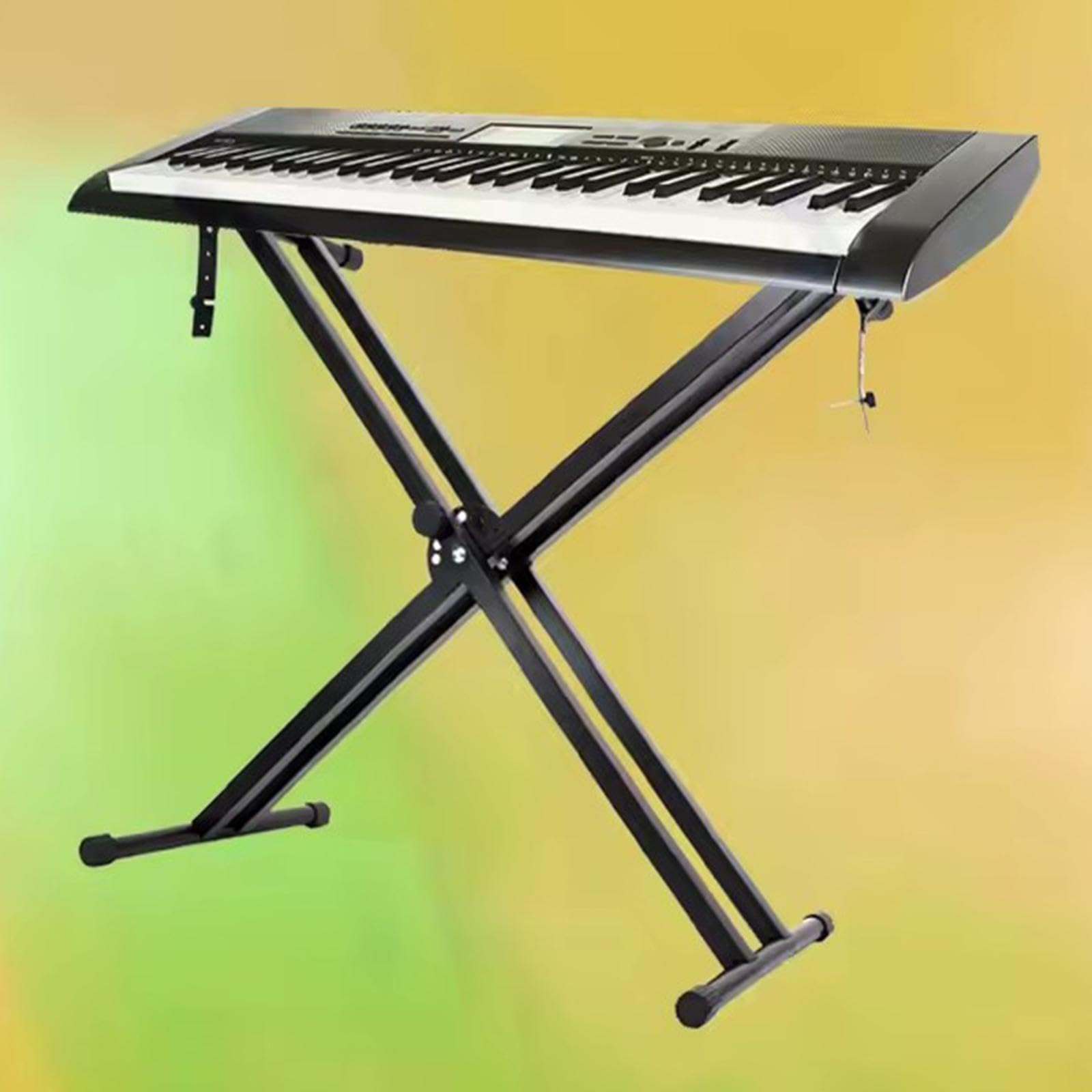 TISHITA Supporto per Tastiera Elettronica Stand Tastiera Organetto Regolabile Metallo Struttura Doppia Pieghevole Facile Da Trasportare Antiscivolo Adatto per