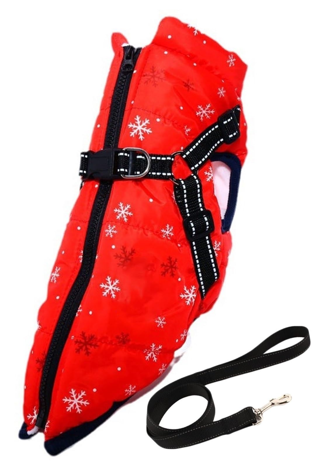 THUCHENYUC Furry King Dog Winter Coat With Harness, 3 In 1 Winter Jacket For Dogs Waterproof Windproof Dog Snow Jacket With Zipper For Small Medium Large Dogs(Red 3,XX-Large)