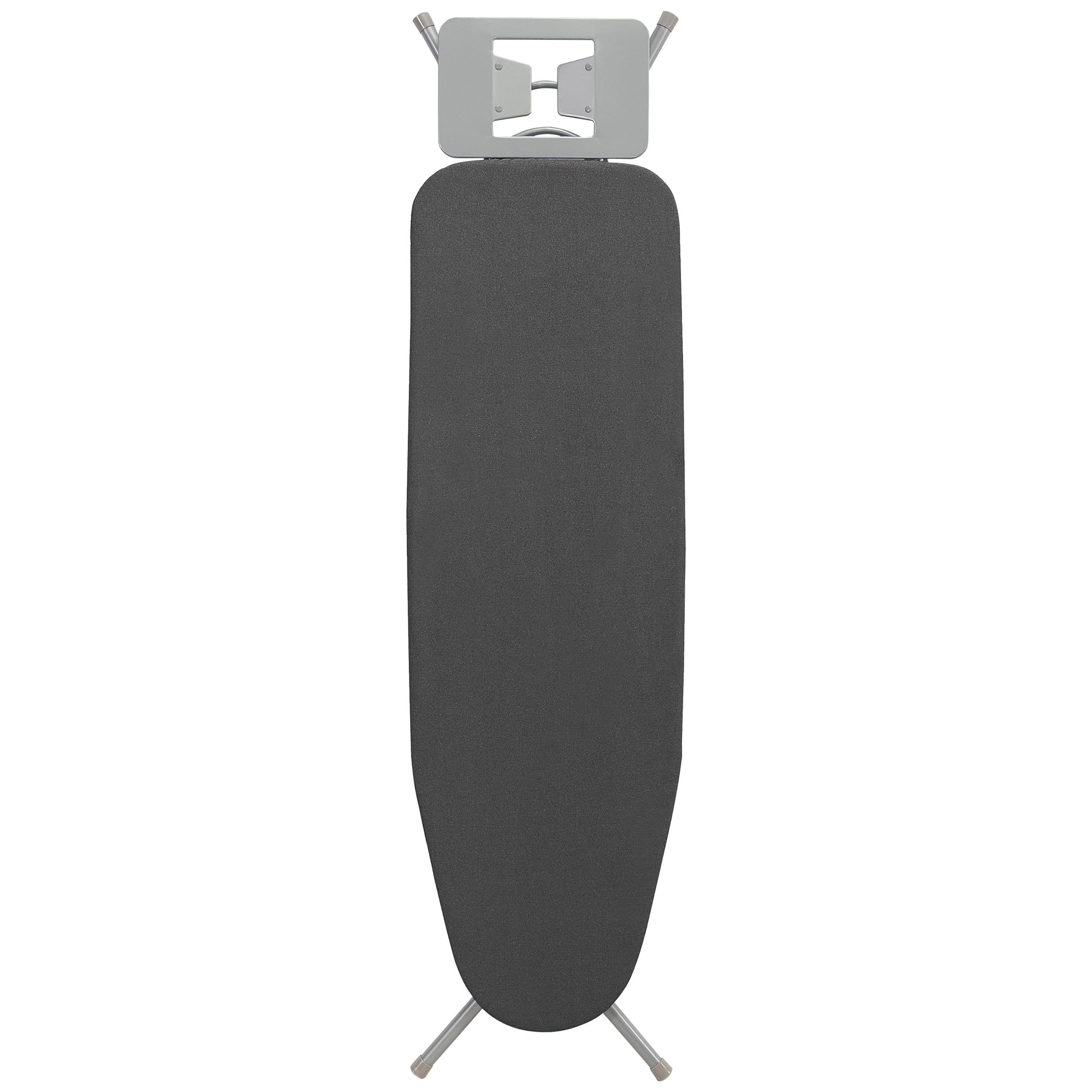 Ironing Board 48" x 15" with Iron Holder, Adjustable Height 26" to 36", Full Size Foldable Iron Board with Silver Coated Cotton Removable Cover, Sturdy Steel Frame and Legs, Gray