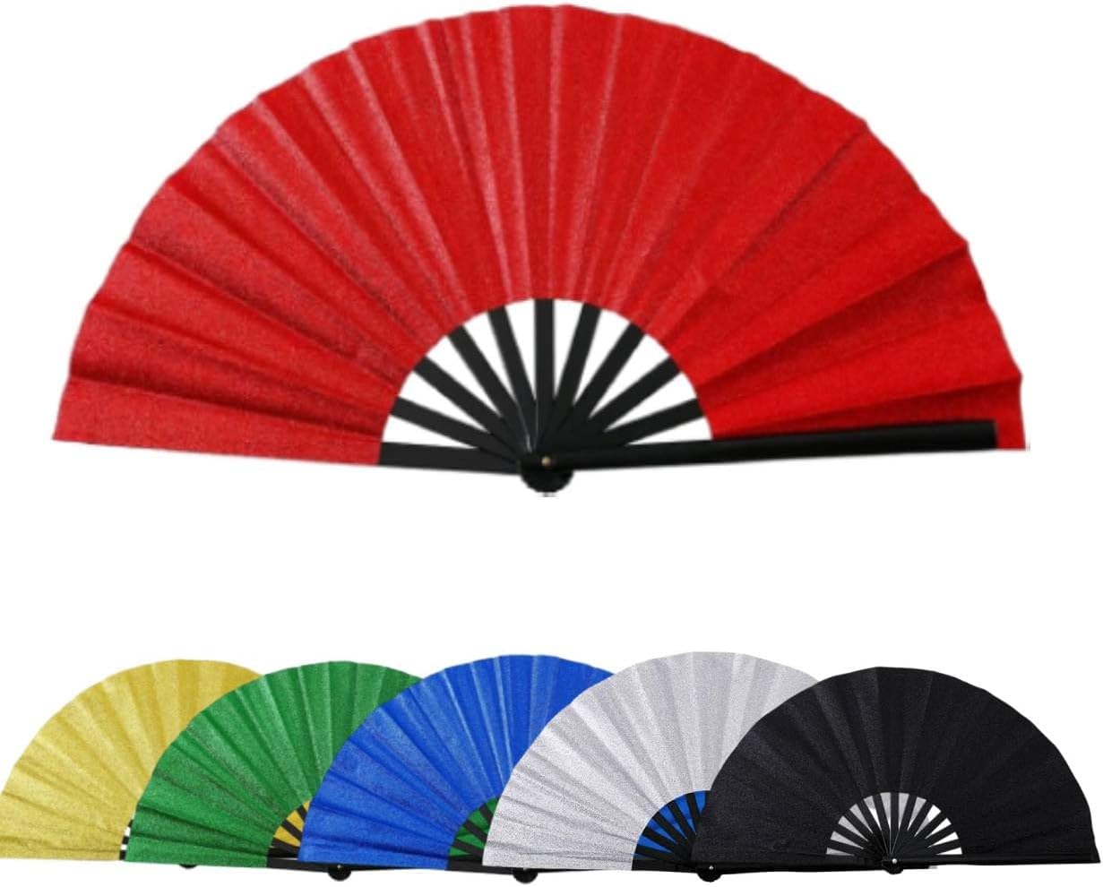13 in Boots on The Ground Fan, 2025 New Large Holographic Folding Hand Fan Line Dance Popping Fan, Clap Fans for Line Dancin (Mixed Colors x 6 Pcs)