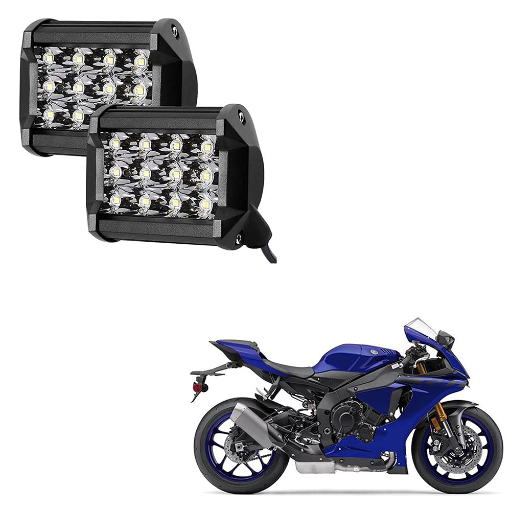 Auto Pearl 12 LED Bar Light Universal Bike Car Fog Light - Hi Power - SMD LED Bar Light for Off Roading Bikes Cars SUV ATV - Fitting for - Yamaha YZF R1 Set of 2 (48W)