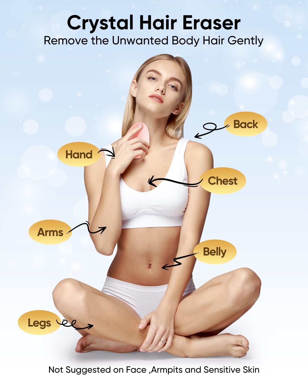 Crystal Hair Eraser for Women and Men, Reusable Crystal Hair Remover Magic Painless Exfoliation Hair Removal Device, Epilator Device for Legs Back Arms