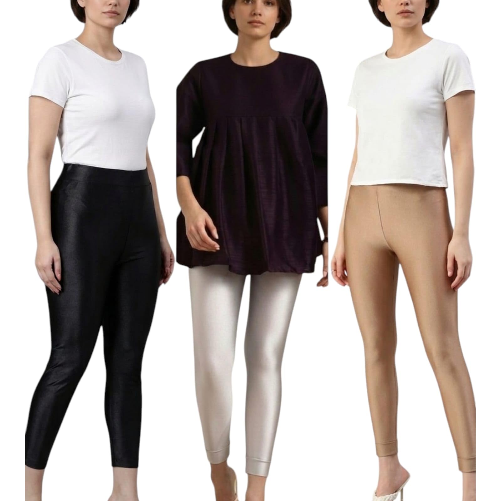 Women's Shimmer Leggings Pack of 3 Combo-picture-19