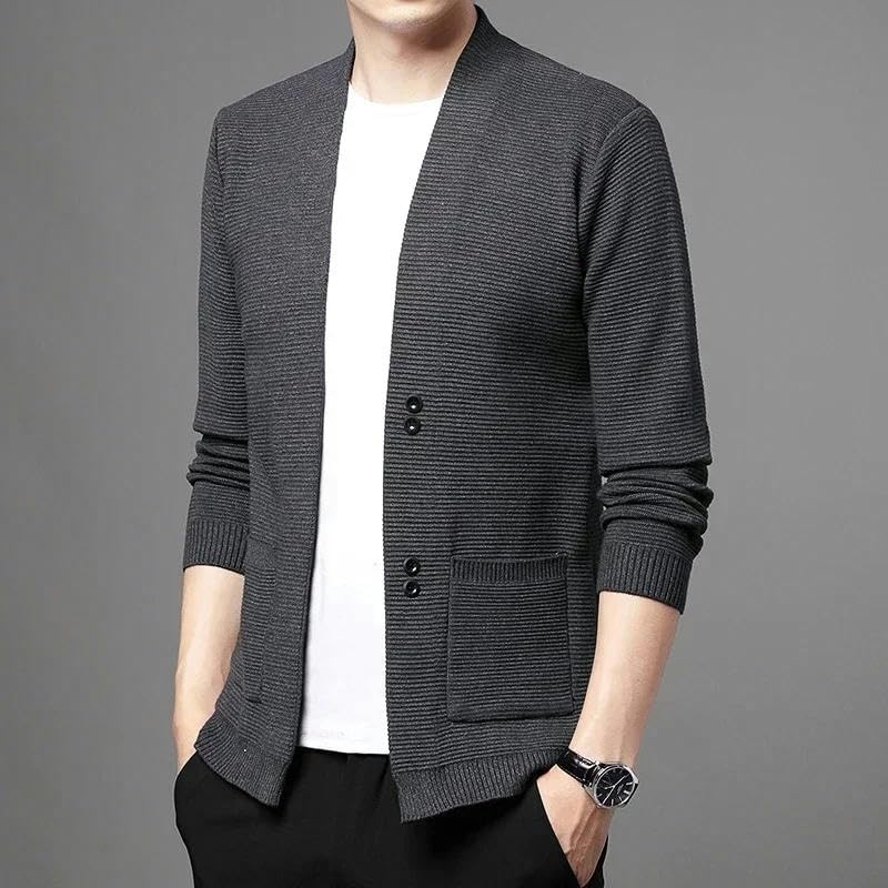 Knitted Cardigan Men's Cardigan Pocket Button Casual Cardigan Tops Men's Knitted Sweater2