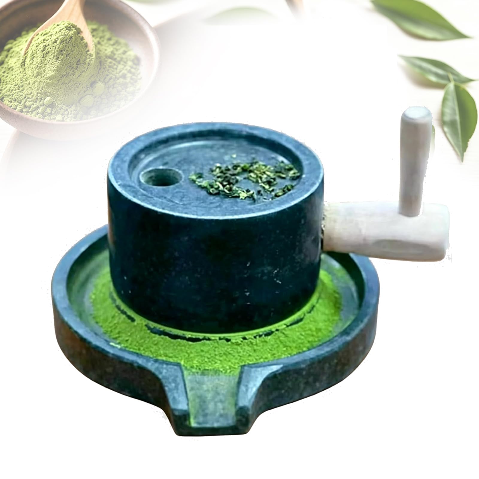 Młynek do kamienia Mały młynek do herbaty Matcha w proszku, styl retro, dokładne szlifowanie, łatwy w użyciu, do mielenia suchych i mokrych potraw, takich jak ziarna, rośliny strączkowe i