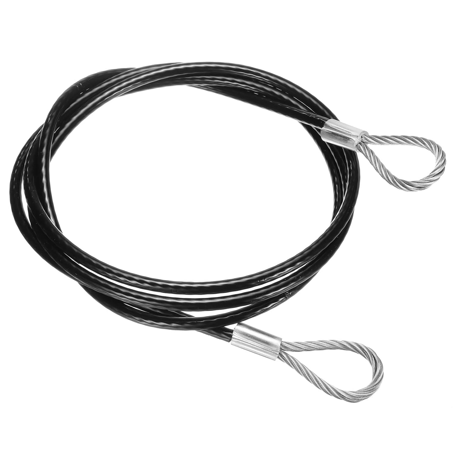 PATIKIL 79 Inch Safety Cable Lock, 304 Stainless Steel Security Wire Ropes Double Loop Anti-Theft Safety for Bicycles Luggage Stage Lighting, Black