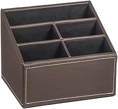 DAMDAM GO 5 Dept Leatherette Handbook Holder Organizer for Controllers, Office Desk, Storage Box for Pen, Book, Phone - Brown