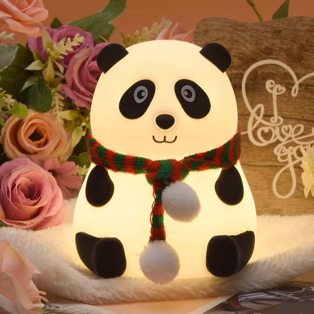 Vyoma Cute Panda Night Light, Cute Night Light for Kids, Color Change Silicone Night Light, USB Rechargeable Nursery Lamp, Eye Caring Night Light Multicolor Night Lamp for Kig Bedroom Gift
