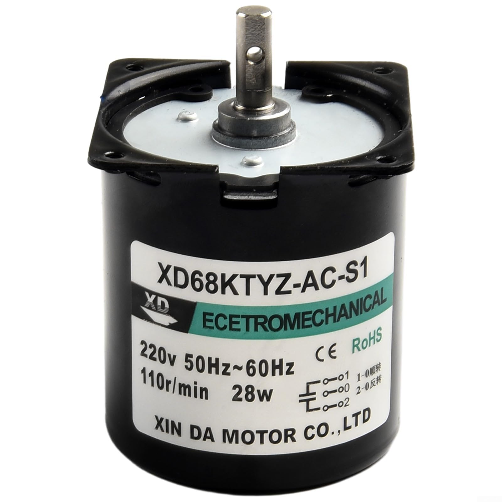 68KTYZ synchroniczny silnik skrzyni biegów AC 220 V 2,5 obr./min CW/CCW sterowany kierunek 28 W miniaturowa niska prędkość (110 obr./min)
