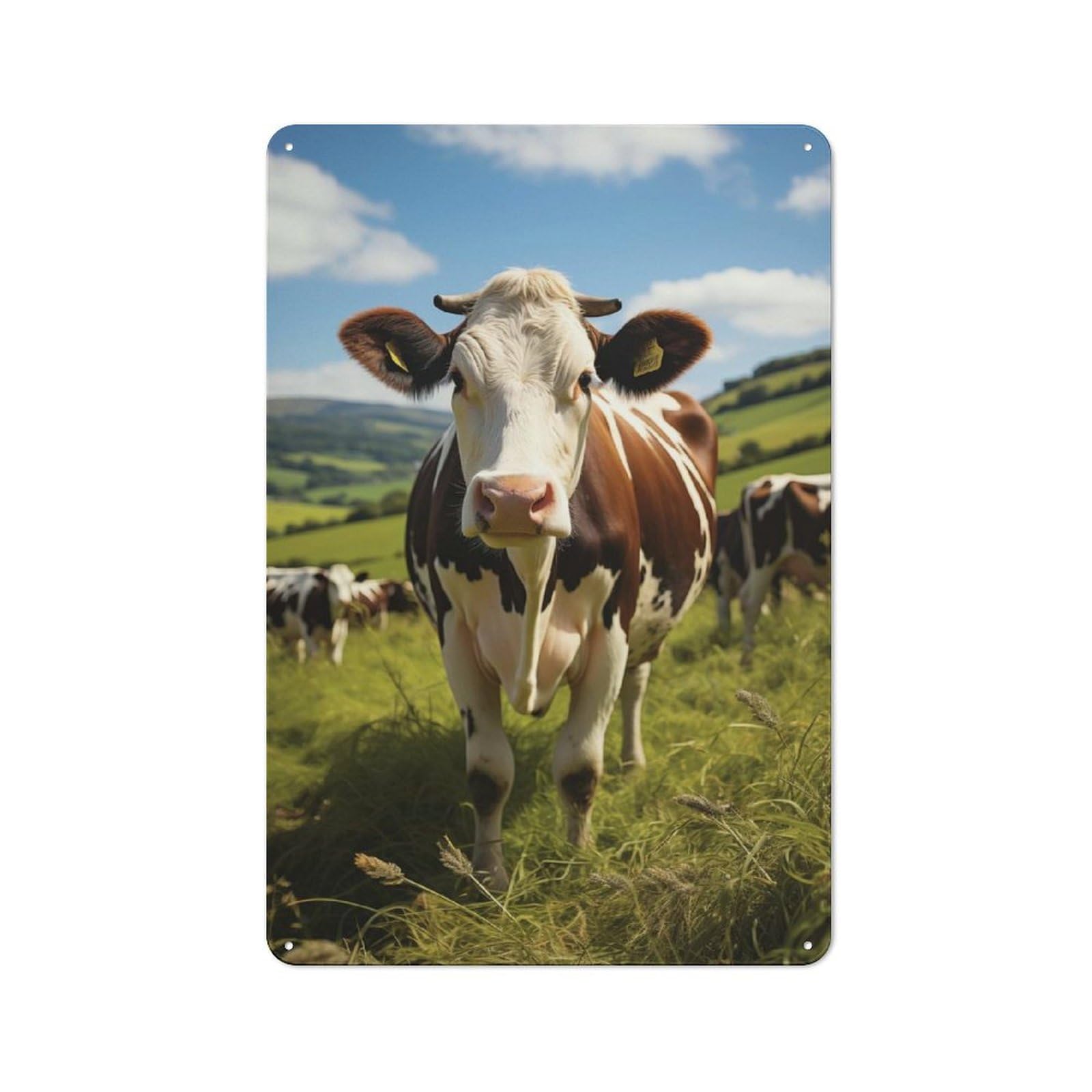 Old Style Cow Vache Holstein Cattle Vintage Metal Sign 30x20cm, Bar Wall Plaque for Pub, Home Bar, Shed Or Man Cave