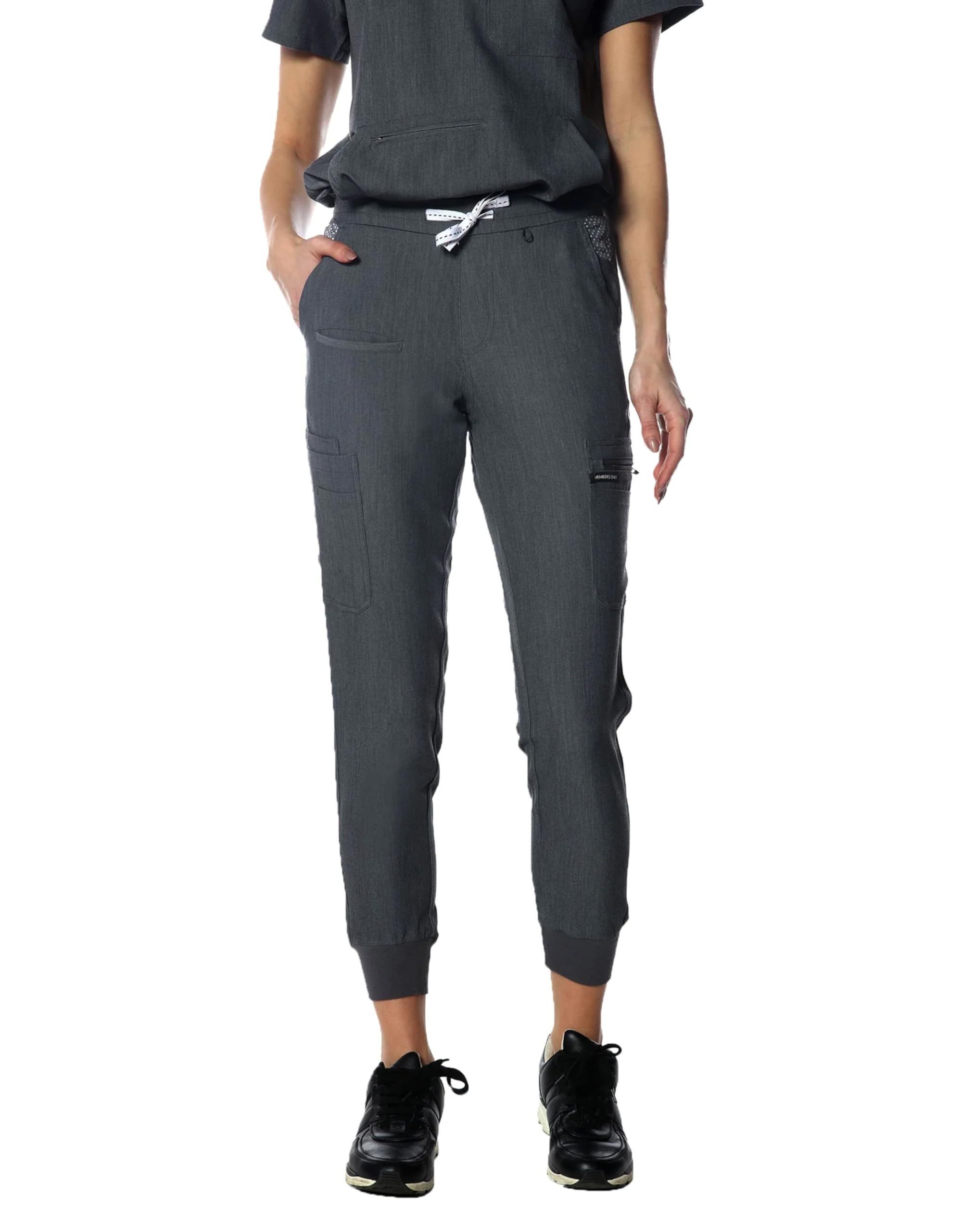 Members Only Women's Valencia Jogger Scrub Pant with Rib Bottom Leg (Graphite, XS)