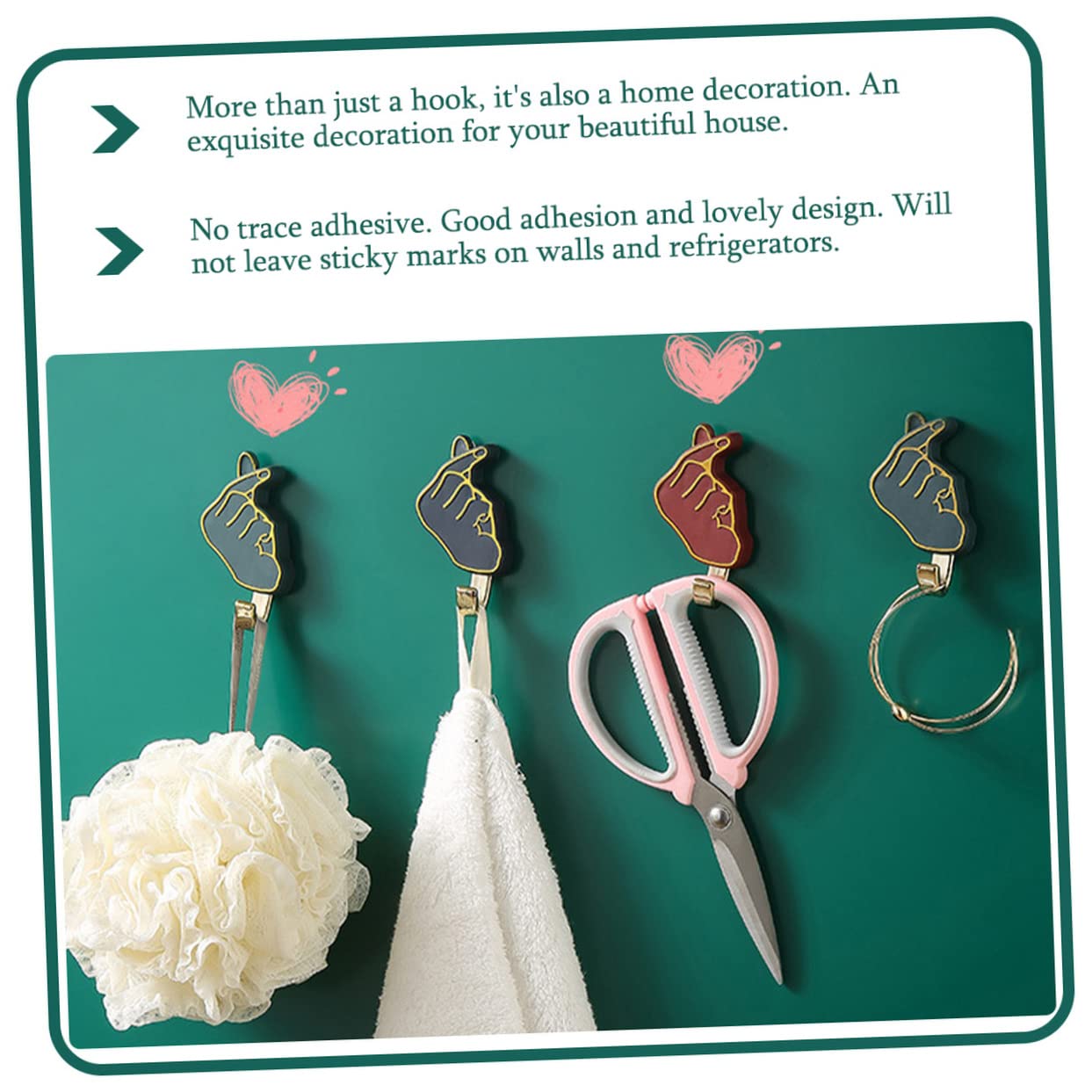 VASDEV 12 Ganchos para Colgar Abrigos, Ganchos montados en la Pared, decoración de corazón, Ganchos de Pared para Toallas, Ganchos de Pared para Cocina, Perchero de Pared, Ganchos de Dise