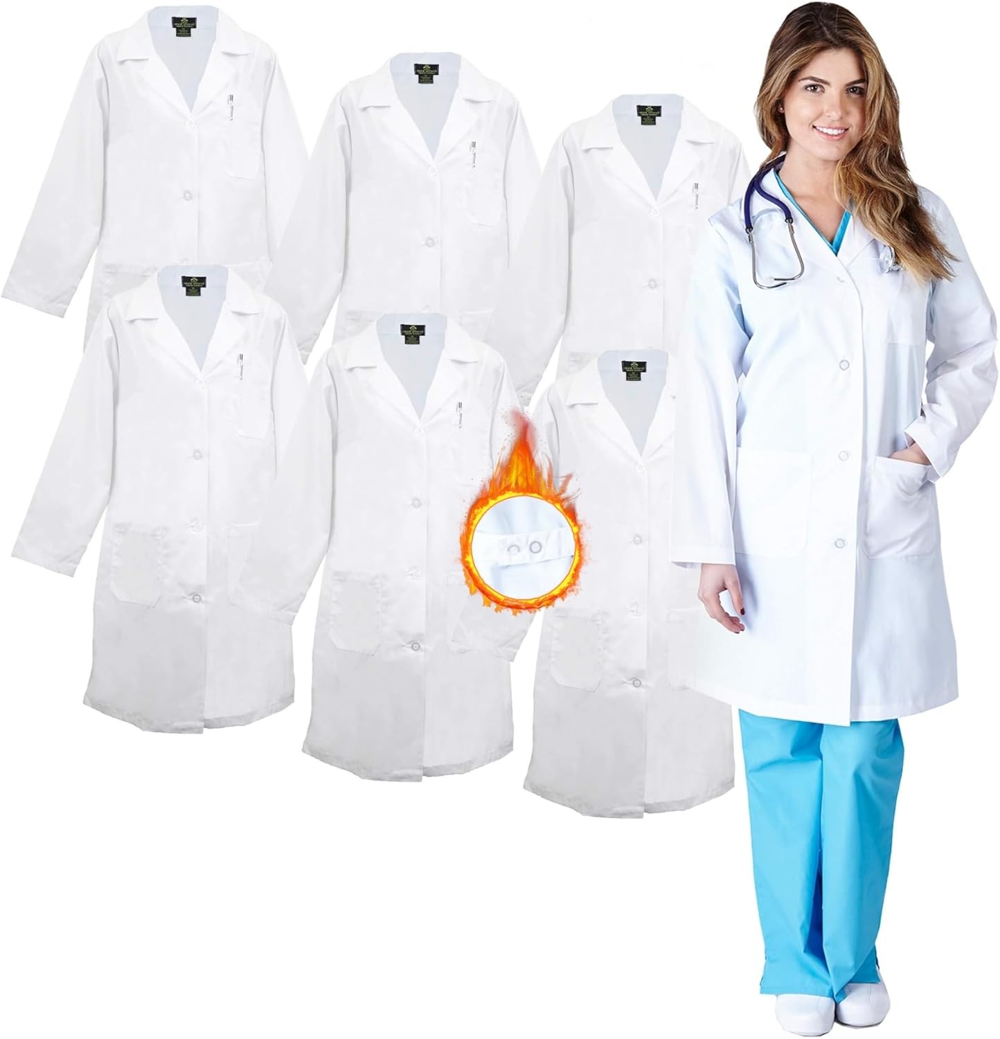 M&M SCRUBS Women's Professional Workwear Labcoat (Multi-Pack)